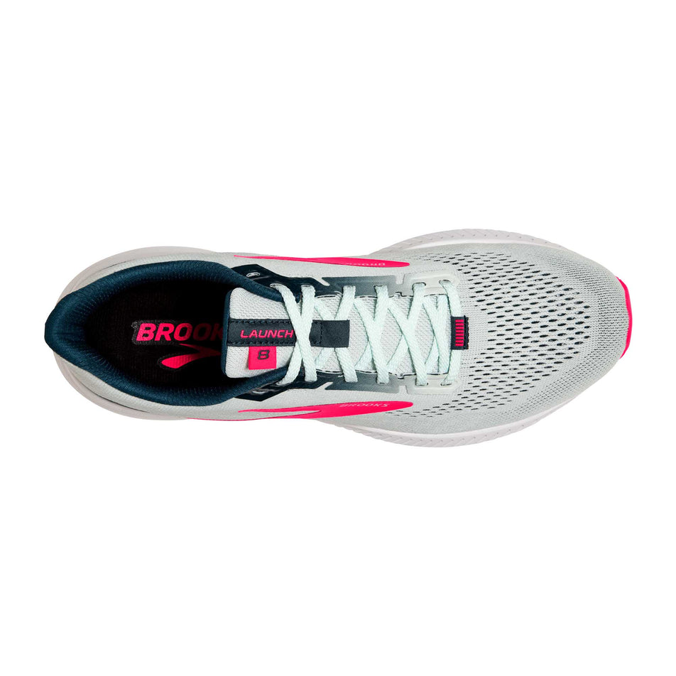 The air mesh upper and lace area on the right shoe from a pair of women's Brooks Launch 8 (6884819501218)