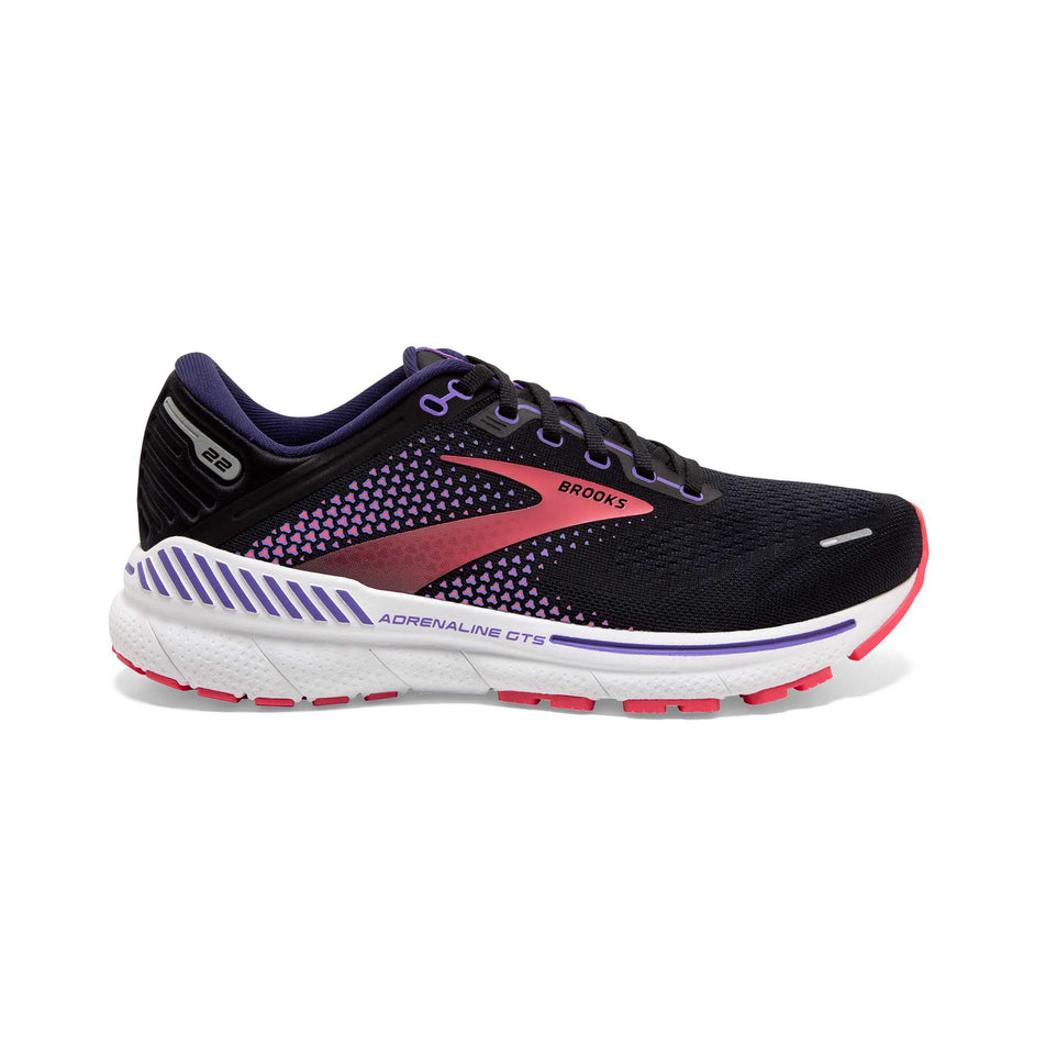 Lateral view of women's brooks adrenaline gts 22 1d running shoes (7231641649314)