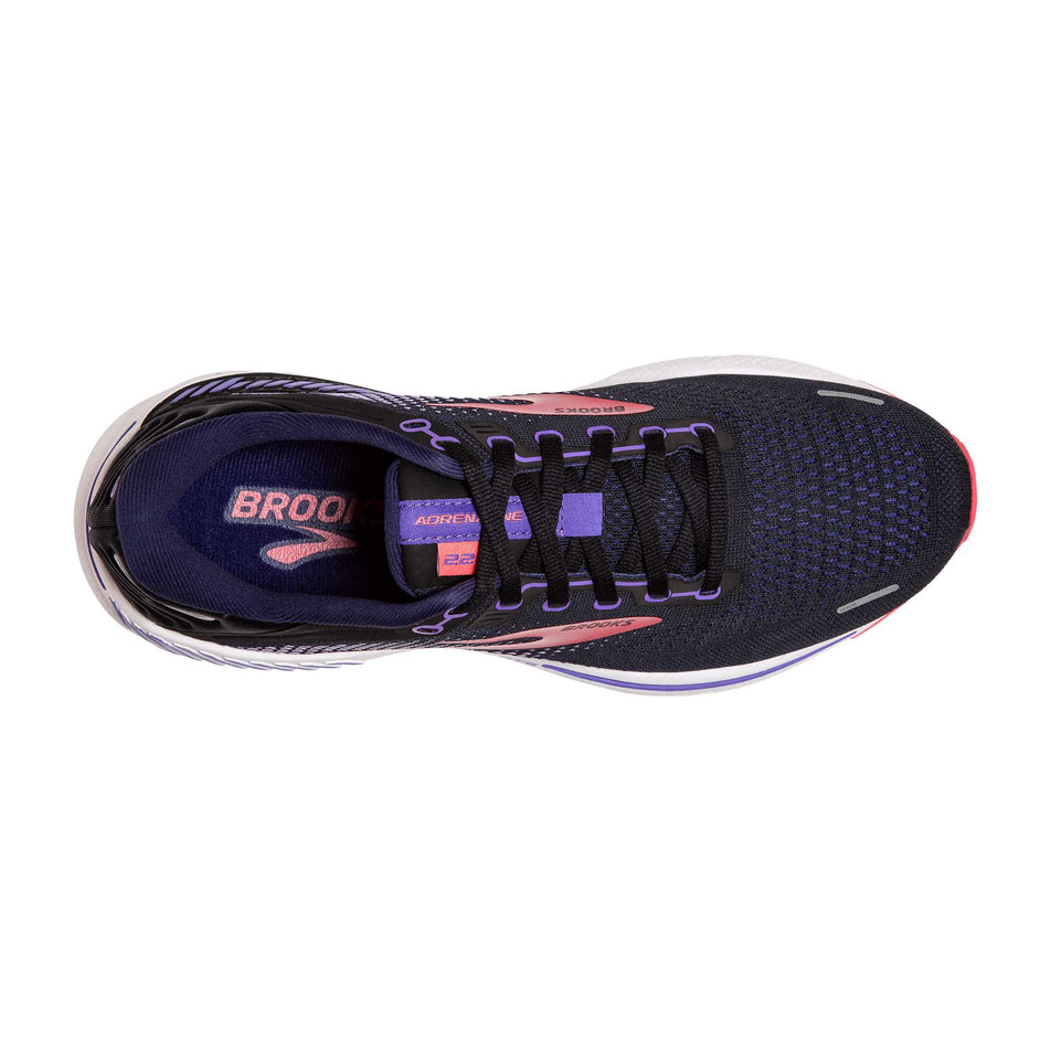 Upper view of women's brooks adrenaline gts 22 1d running shoes (7231641649314)