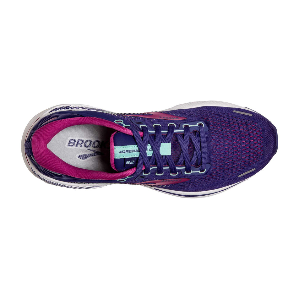 Upper view of women's brooks adrenaline gts 22 running shoes (7230039818402)