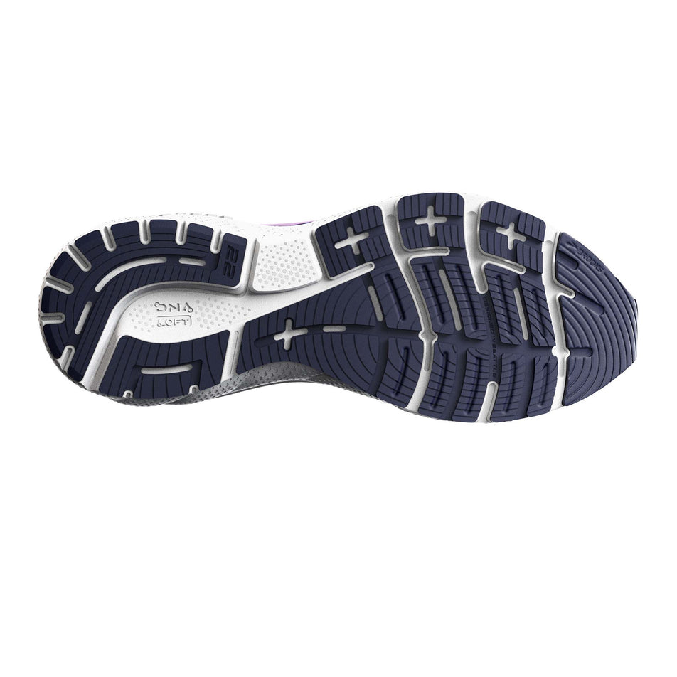 Right shoe outsole view of Brooks Women's Adrenaline GTS 22 1D Running Shoes in blue (7709870850210)
