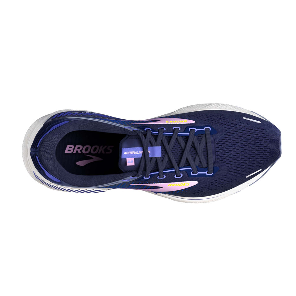 Right shoe upper view of Brooks Women's Adrenaline GTS 22 1D Running Shoes in blue (7709870850210)