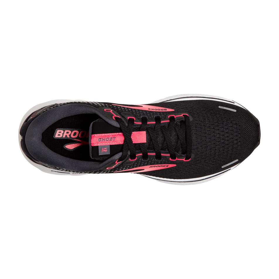 Upper view of women's brooks ghost 14 1D running shoes (6884750131362)