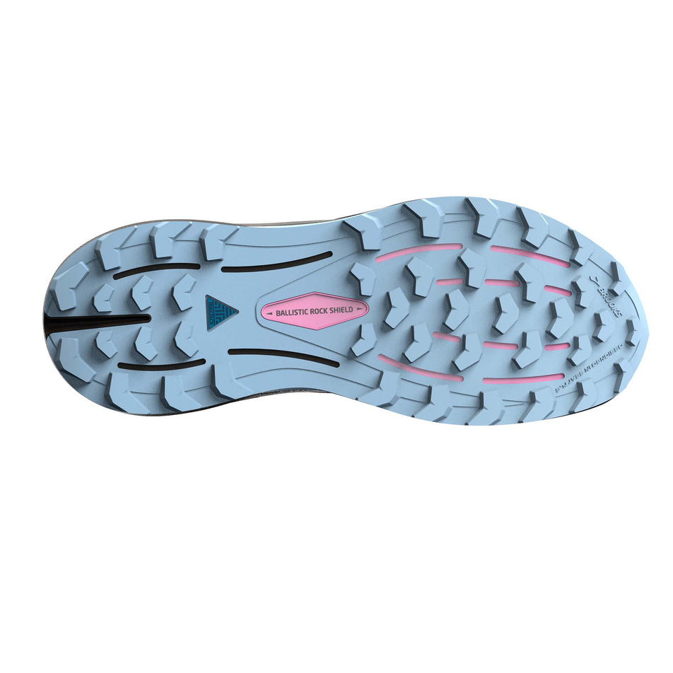 Right shoe outsole view of Brooks Women's Cascadia 16 Running Shoes in blue (7709875470498)