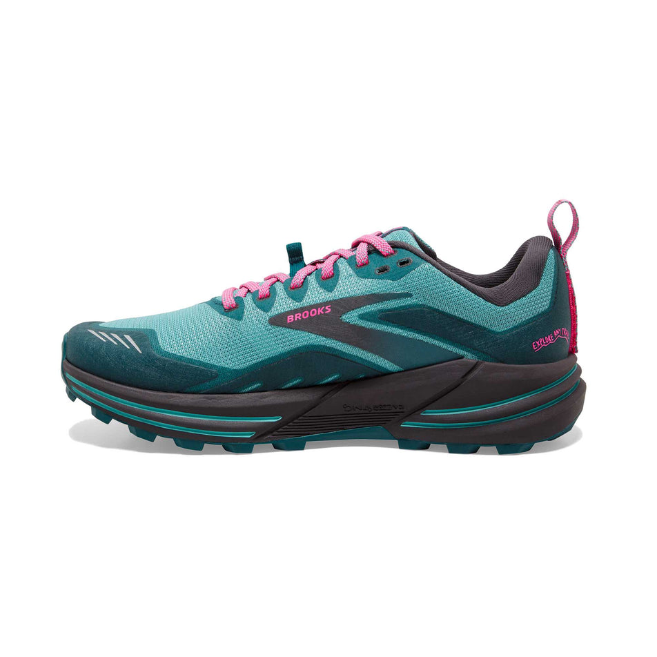 Medial view of women's brooks cascadia 16 running shoes (7231648923810)