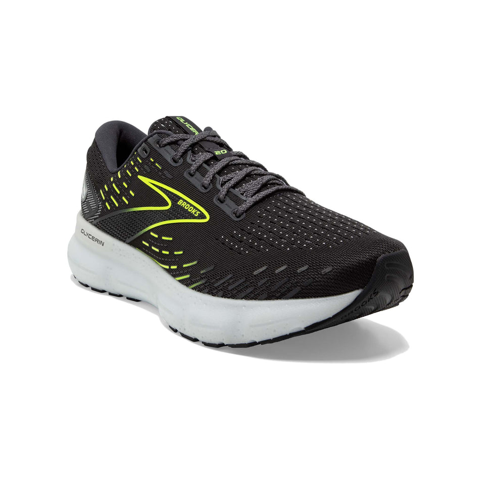 Anterior angled view of Brooks Women's Glycerin 20 Running Shoes in black (7599131787426)