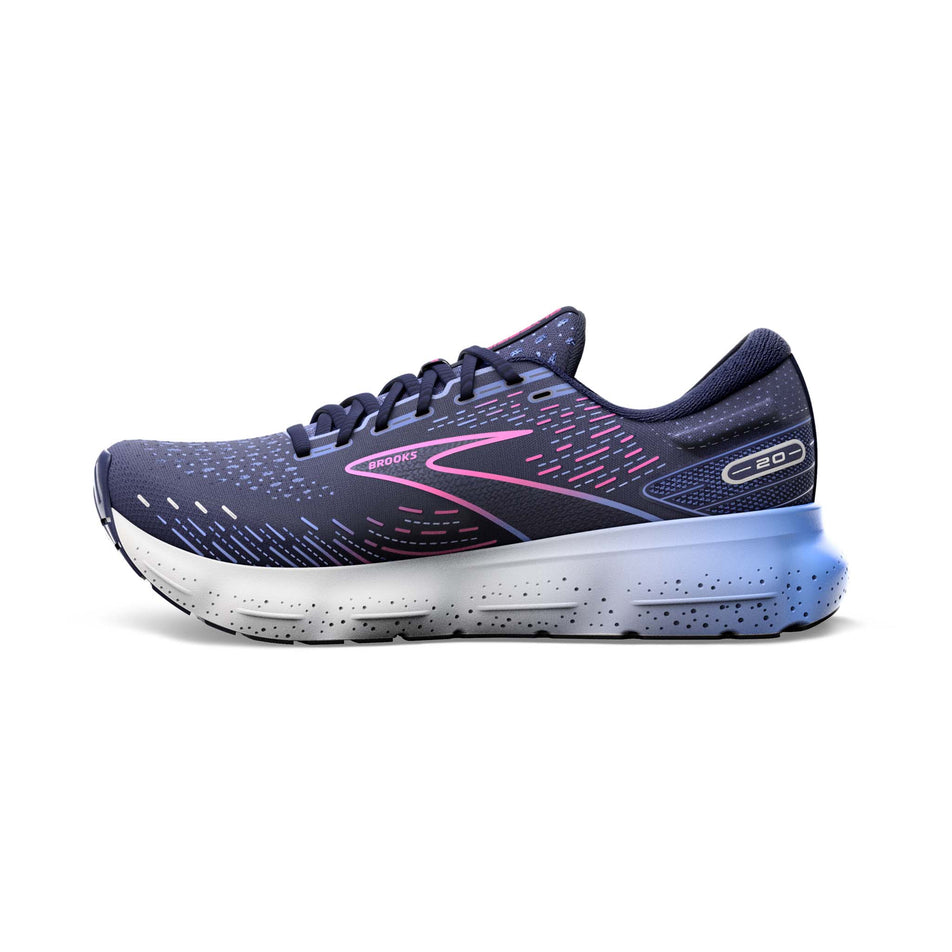 Right shoe medial view of Brooks Women's Glycerin 20 Running Shoes in blue. (7725148897442)