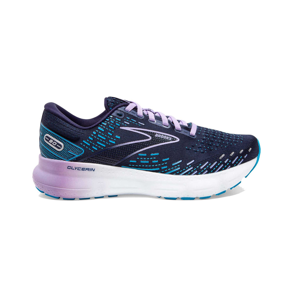 Lateral view of women's brooks glycerin 20 running shoes (7297968930978)