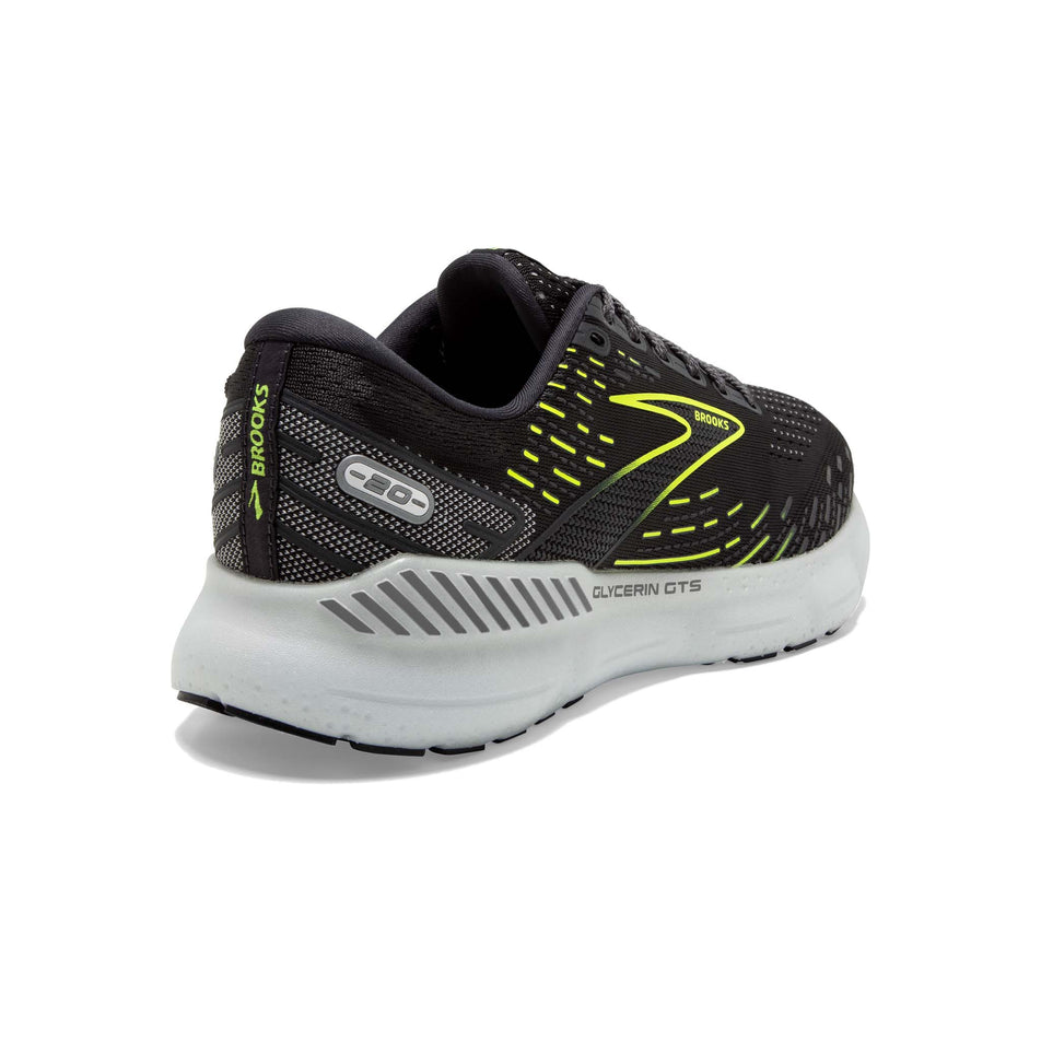 Posterior angled view of Brooks Women's Glycerin GTS 20 Running Shoes in black (7599132999842)