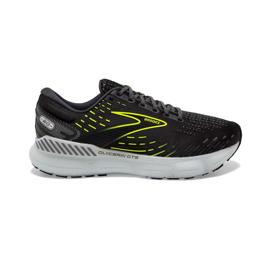 Lateral view of Brooks Women's Glycerin GTS 20 Running Shoes in black (7599132999842)
