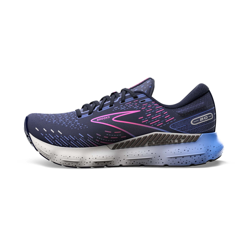 Right shoe medial view of Brooks Women's Glycerin GTS 20 Running Shoes in blue. (7725159284898)
