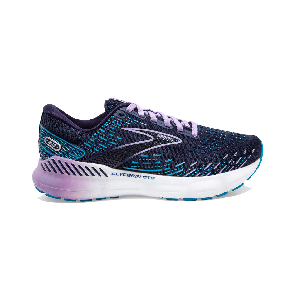 Lateral view of women's brooks glycerin gts 20 running shoes (7297979547810)