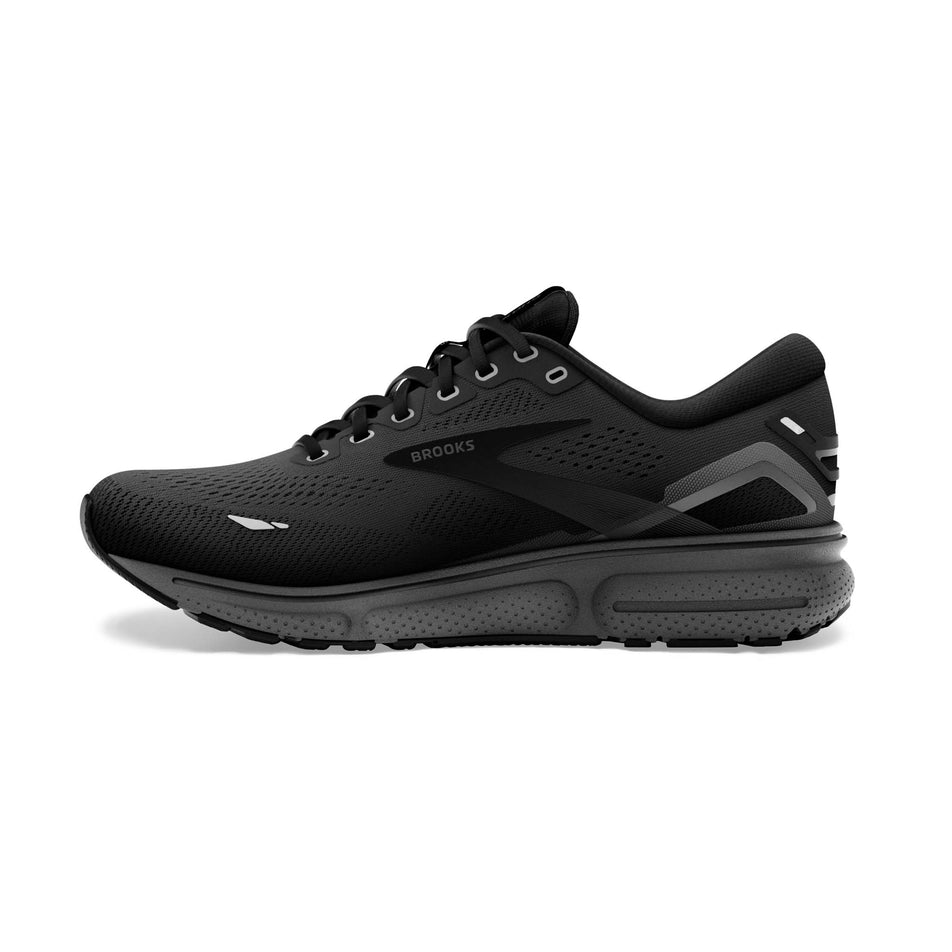 Right shoe medial view of Brooks Women's Ghost 15 Running Shoes in black (7705939116194)