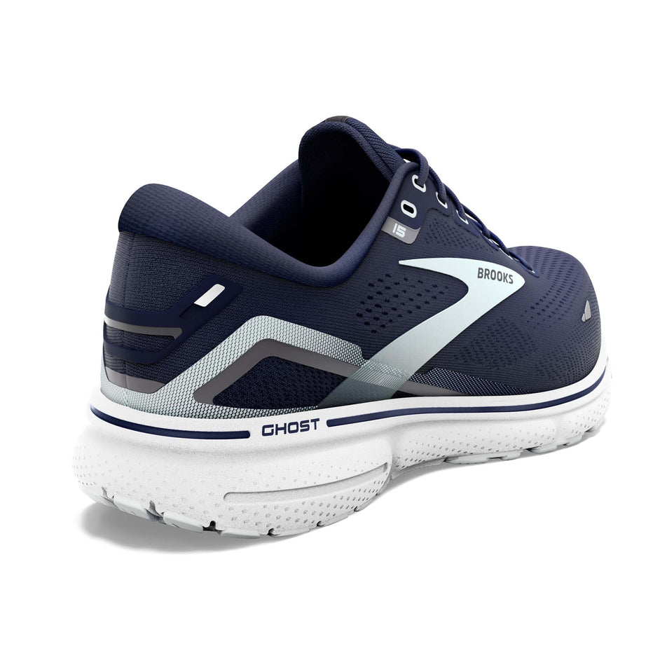 Right shoe posterior angled view of Brooks Women's Ghost 15 1D Running Shoes in blue (7705973653666)