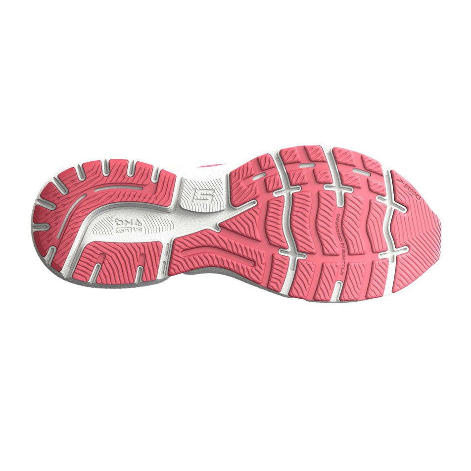 Right shoe outsole view of Brooks Women's Ghost 15 Running Shoes in pink (7709855482018)