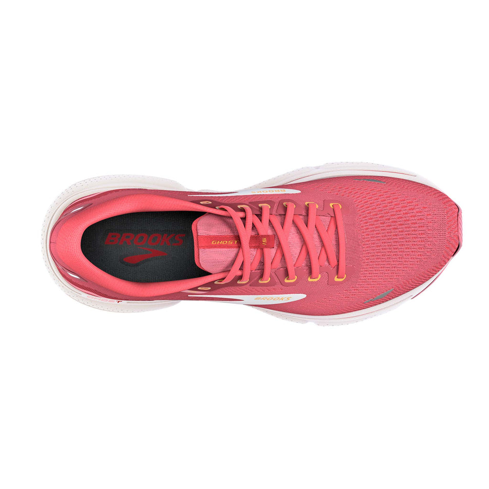 Right shoe upper view of Brooks Women's Ghost 15 Running Shoes in pink (7709855482018)