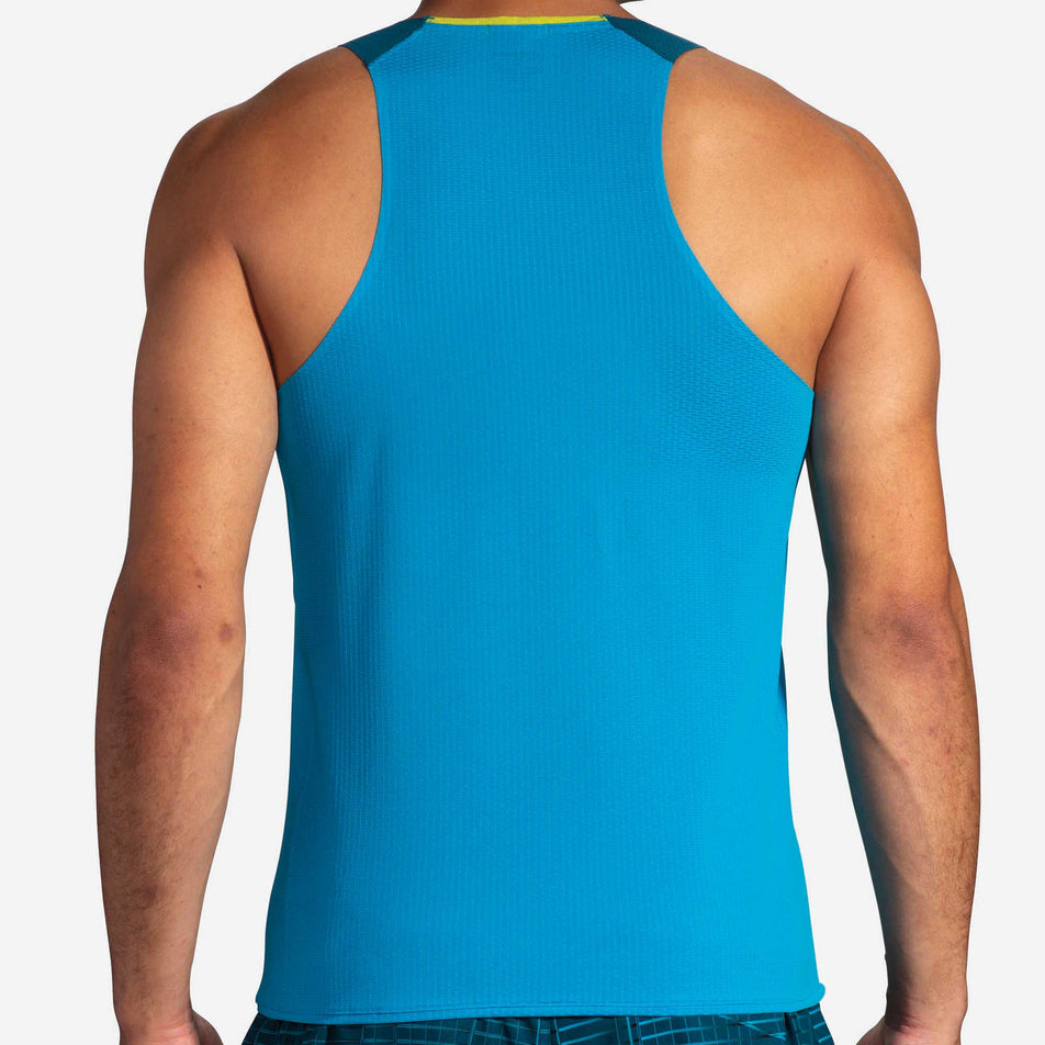 Back view of Brooks Atmosphere Singlet, Men's Blue Running Vest (6913660518562)