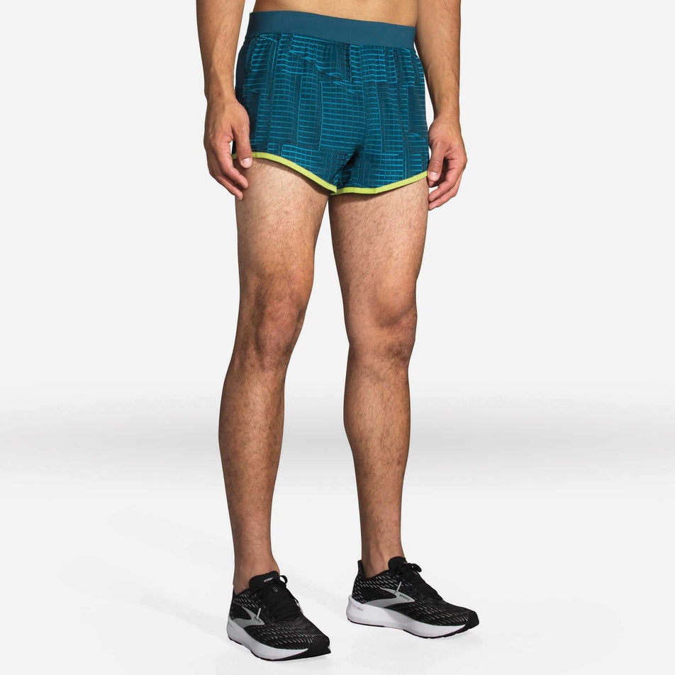 Front view of Brooks Sherpa 3 Inch Men's Split Shorts  (6913667072162)