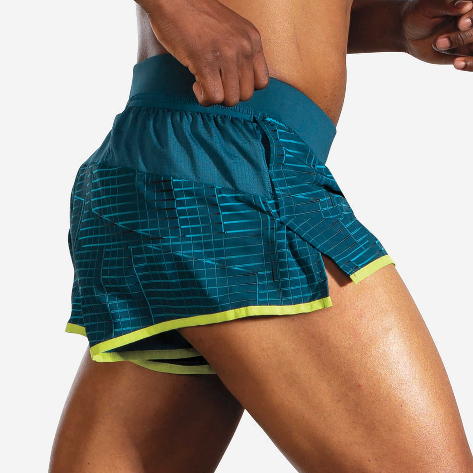 Side view of Brooks Sherpa 3 Inch Men's Split Shorts  (6913667072162)