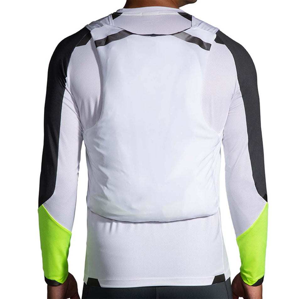 Back vest view of Brooks Men's Run Visible Convertible Jacket in white (7599102328994)