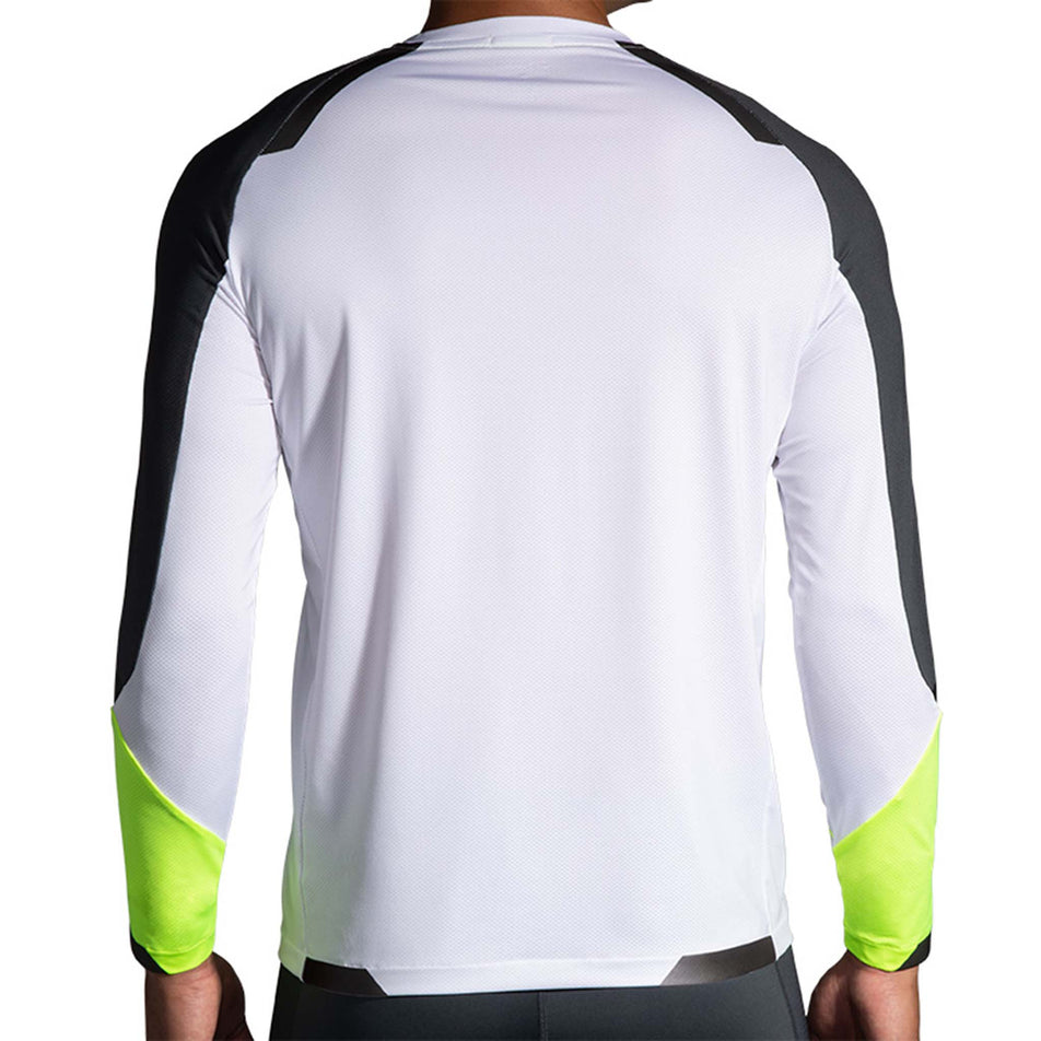 Back view of Brooks Men's Run Visible Long Sleeve in white (7599105310882)