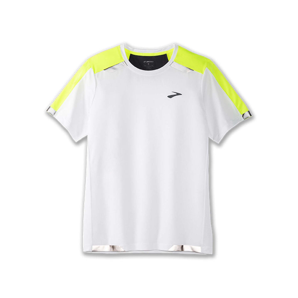 Front view of Brooks Men's Run Visible Short Sleeve in white (7599108325538)