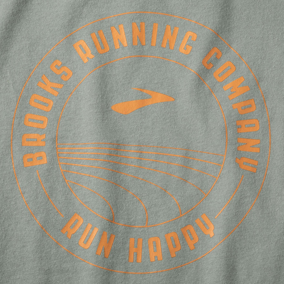 Close-up of the graphic on the back of a Brooks Men's Distance Short Sleeve 2.0 T-Shirt (7778559459490)