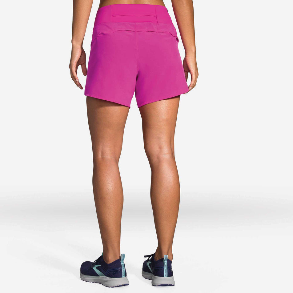 Back view of Brooks Chaser 5 Inch Shorts, Women's Pink Running Shorts  (6913698693282)