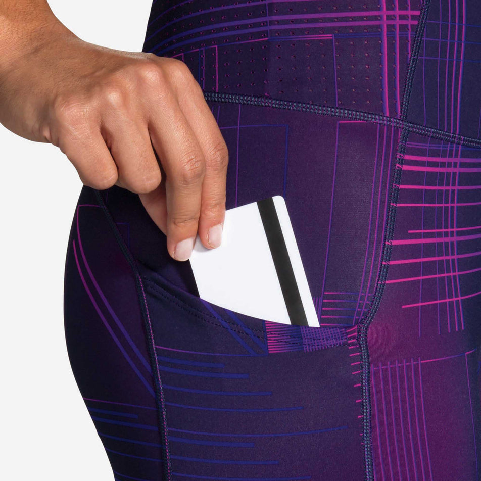 Thigh pocket on Brooks Method 7/8 Tights, Women's Running Tights  (6913695875234)