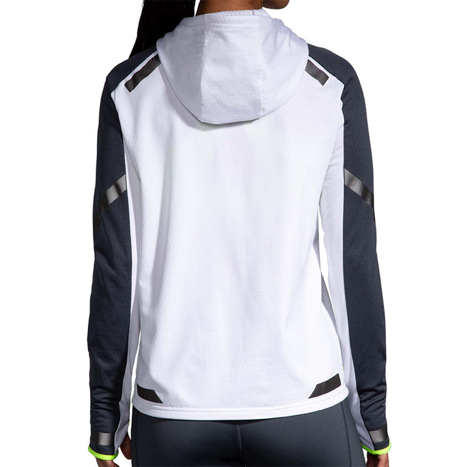 Back view of Brooks Women's Run Visible Thermal Hoodie in white (7599100625058)