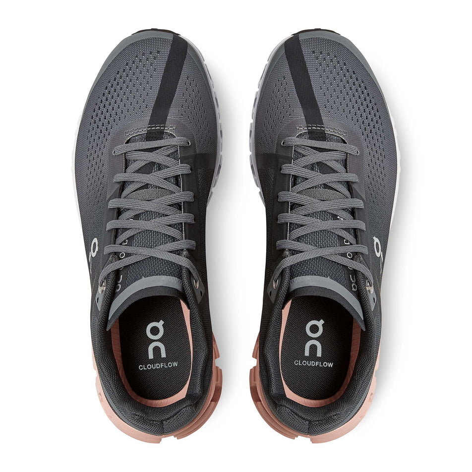 Pair upper view of On Women's Cloudflow Running Shoes in grey (7674713276578)