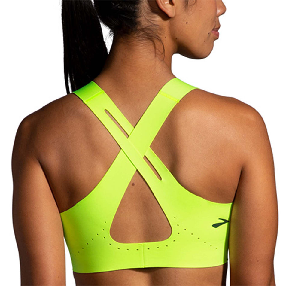 Back view of Brooks Women's Dare Crossback Run Bra 2.0 in yellow (7596647317666)