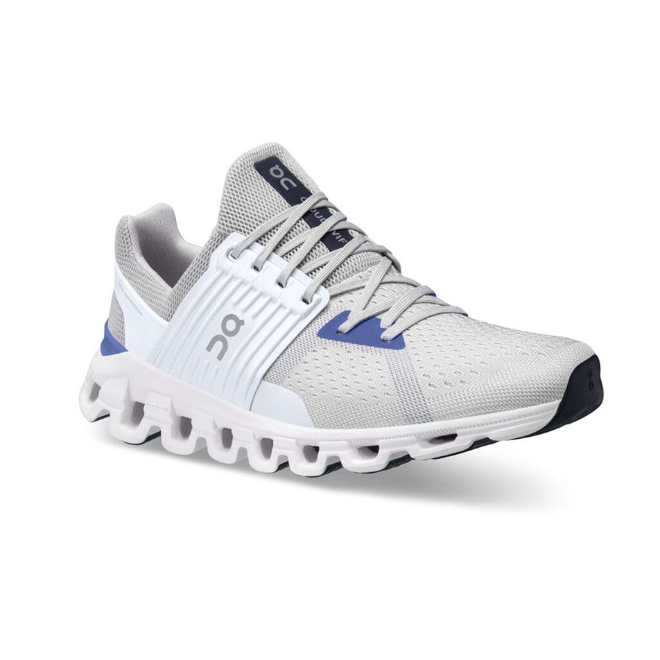 Anterior angled view of men's on cloudswift pr running shoes in white (7511275569314)