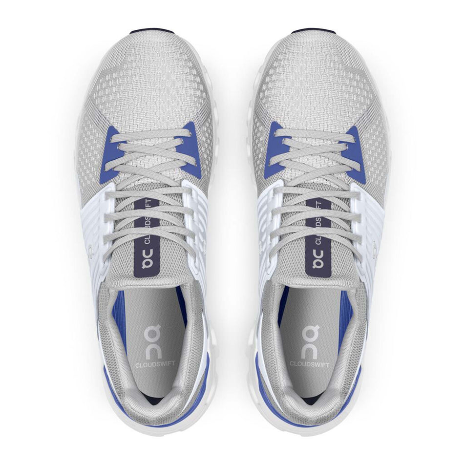 Upper view of men's on cloudswift pr running shoes in white (7511275569314)