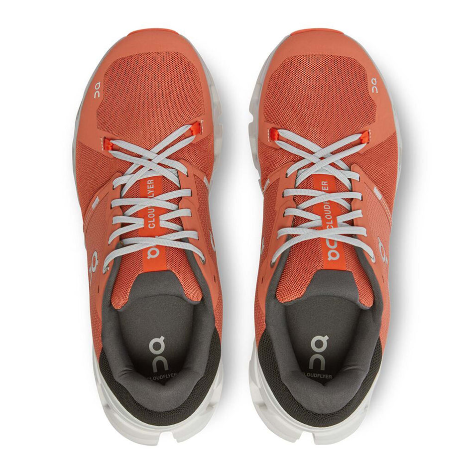 Pair upper view of On Men's Cloudflyer 4 Running Shoes in orange (7671578591394)
