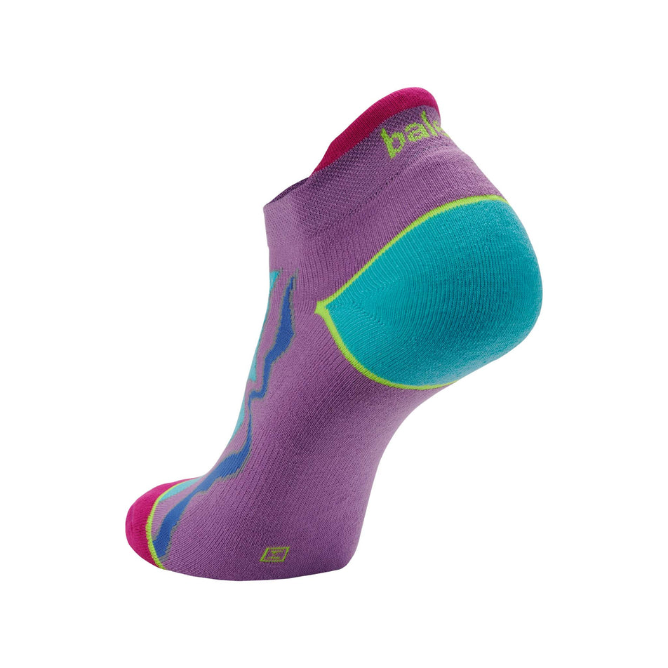 Posterior view of women's balega enduro no show running socks in purple (7591826784418)