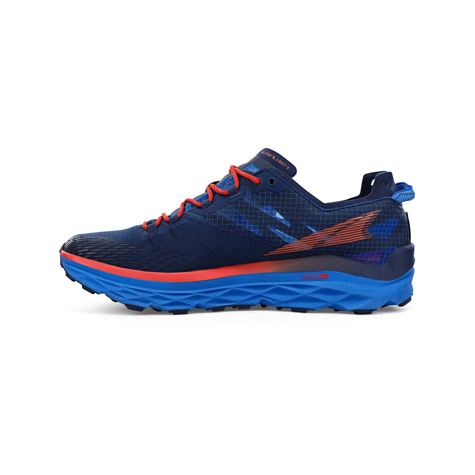 Medial view of men's altra mont blanc running shoes in blue (7520428916898)