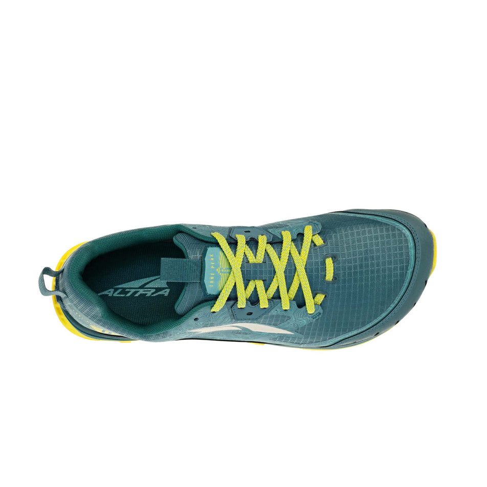 Upper view of men's altra lone peak 6 running shoes in blue (7520519127202)
