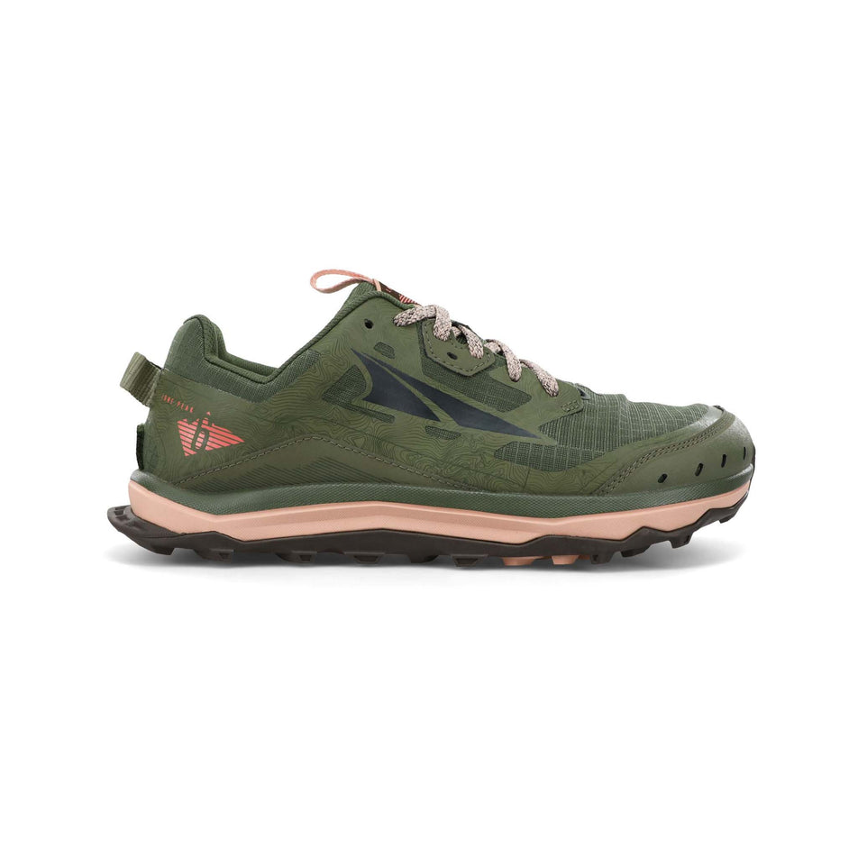 Lateral view of women's altra lone peak 6 running shoes (7351283744930)