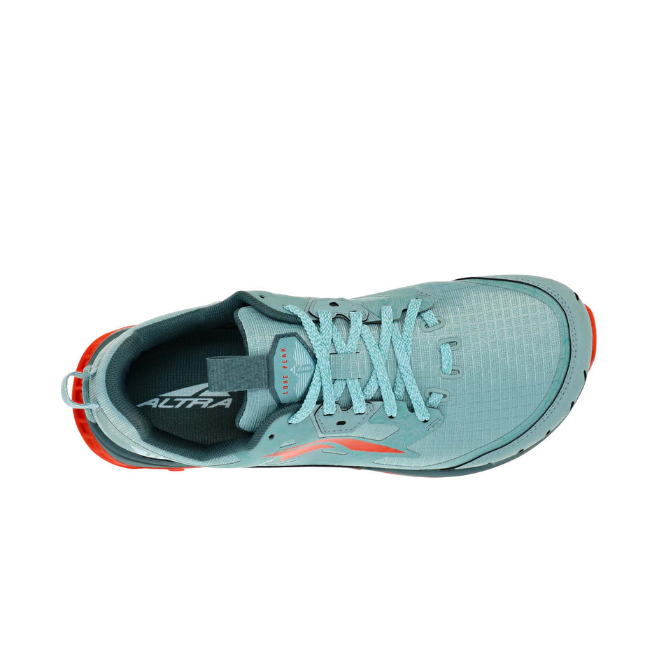 Upper view of women's altra lone peak 6 running shoes in blue (7520539115682)