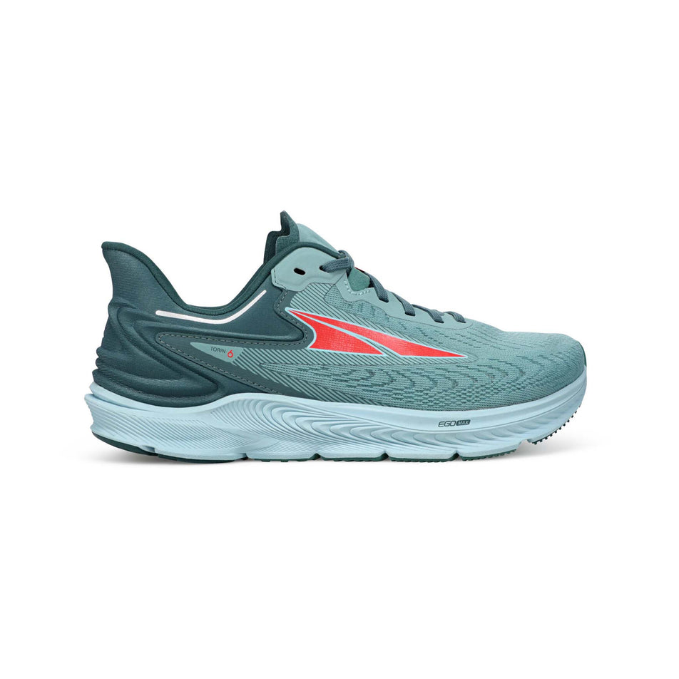 Lateral view of women's altra torin 6 running shoes in blue (7520435142818)