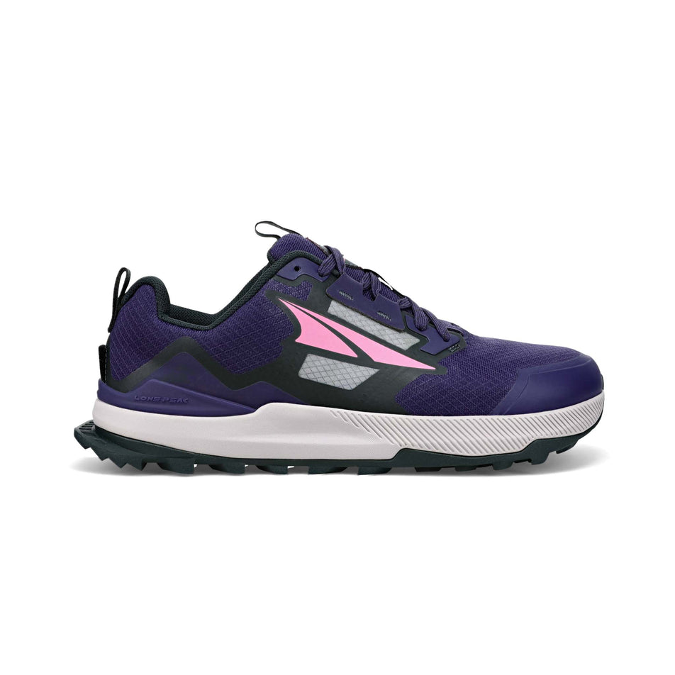 Right shoe lateral view of Altra Women's Lone Peak 7 Running Shoes in purple. (7710989910178)