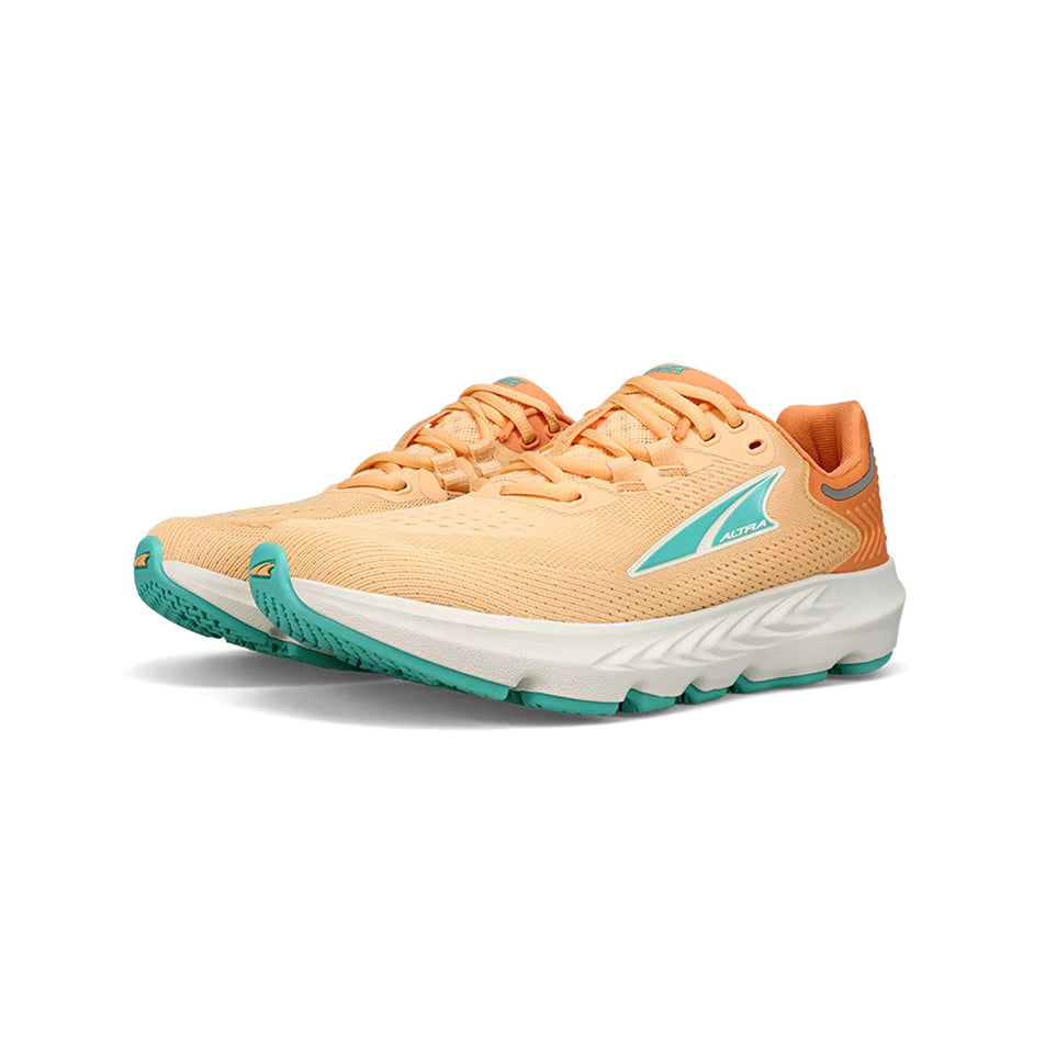 Pair anterior angled view of Altra Women's Provision 7 Running Shoes in orange (7705148686498)