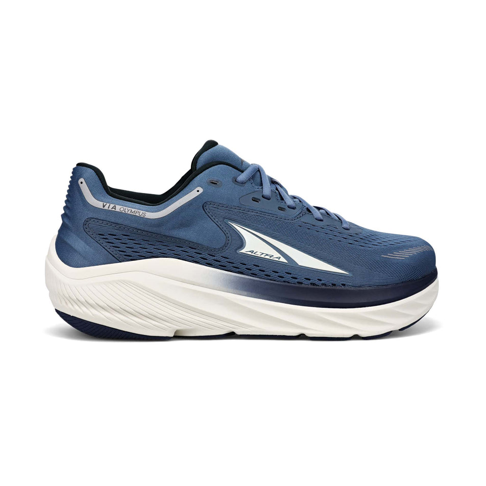 Right shoe lateral view of Altra Men's Olympus Running Shoes in blue (7704291639458)
