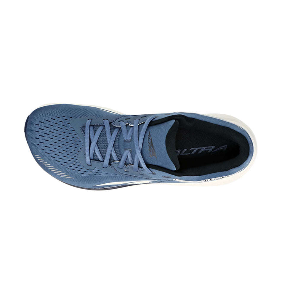 Left shoe upper view of Altra Men's Olympus Running Shoes in blue (7704291639458)