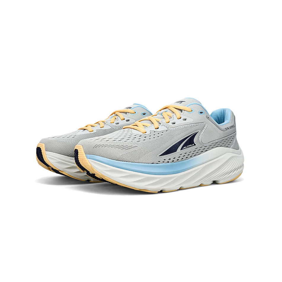 Pair anterior angled view of Altra Women's Via Olympus Running Shoes in grey. (7704299700386)
