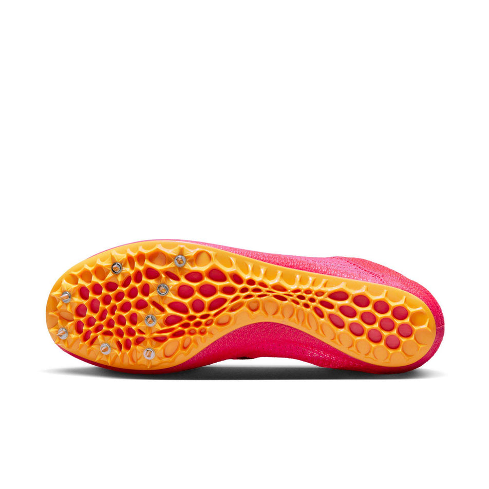Outsole of the left shoe from a pair of Nike Unisex Zoom Superfly Elite 2 Track & Field Sprinting Spikes (7875622142114)