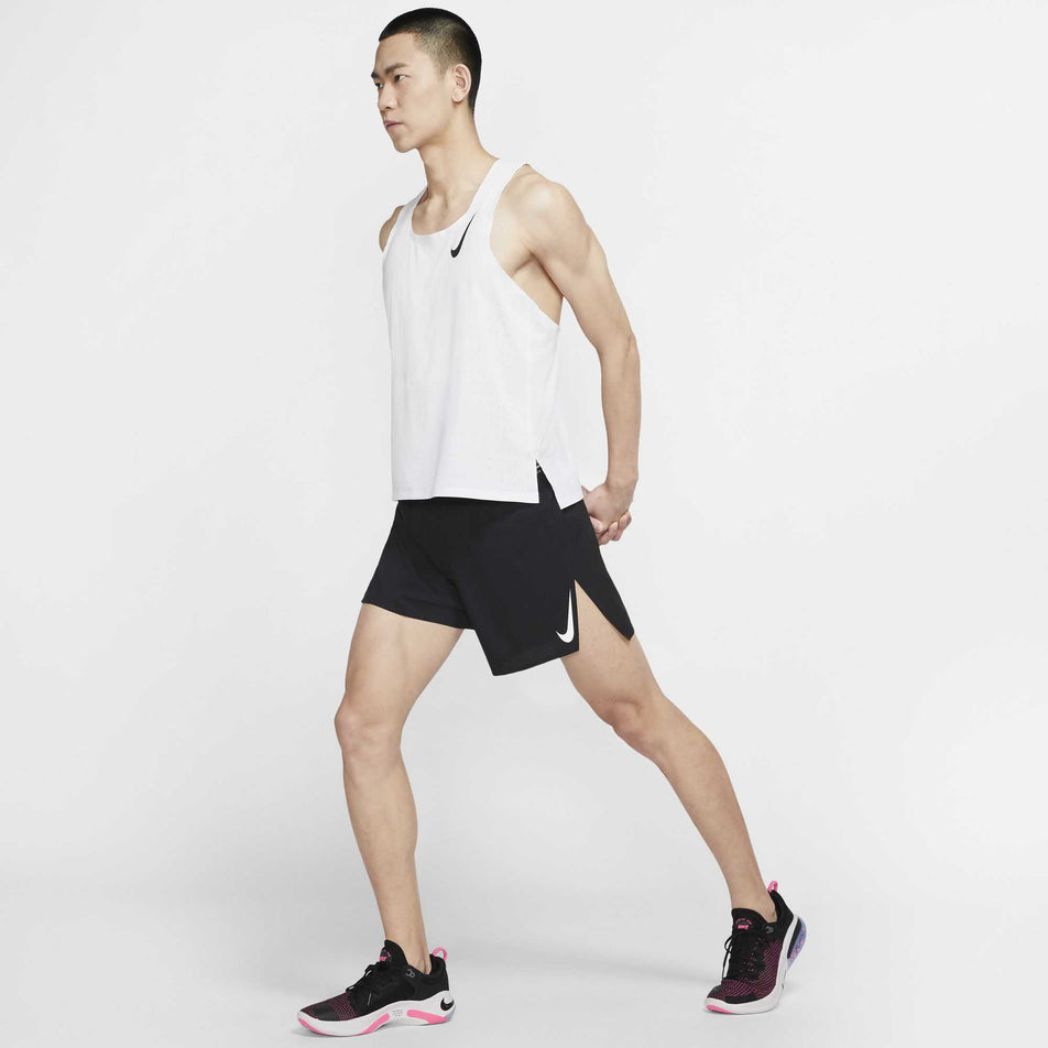 Model wears Nike Aeroswift 4 Inch Shorts (6917868486818)