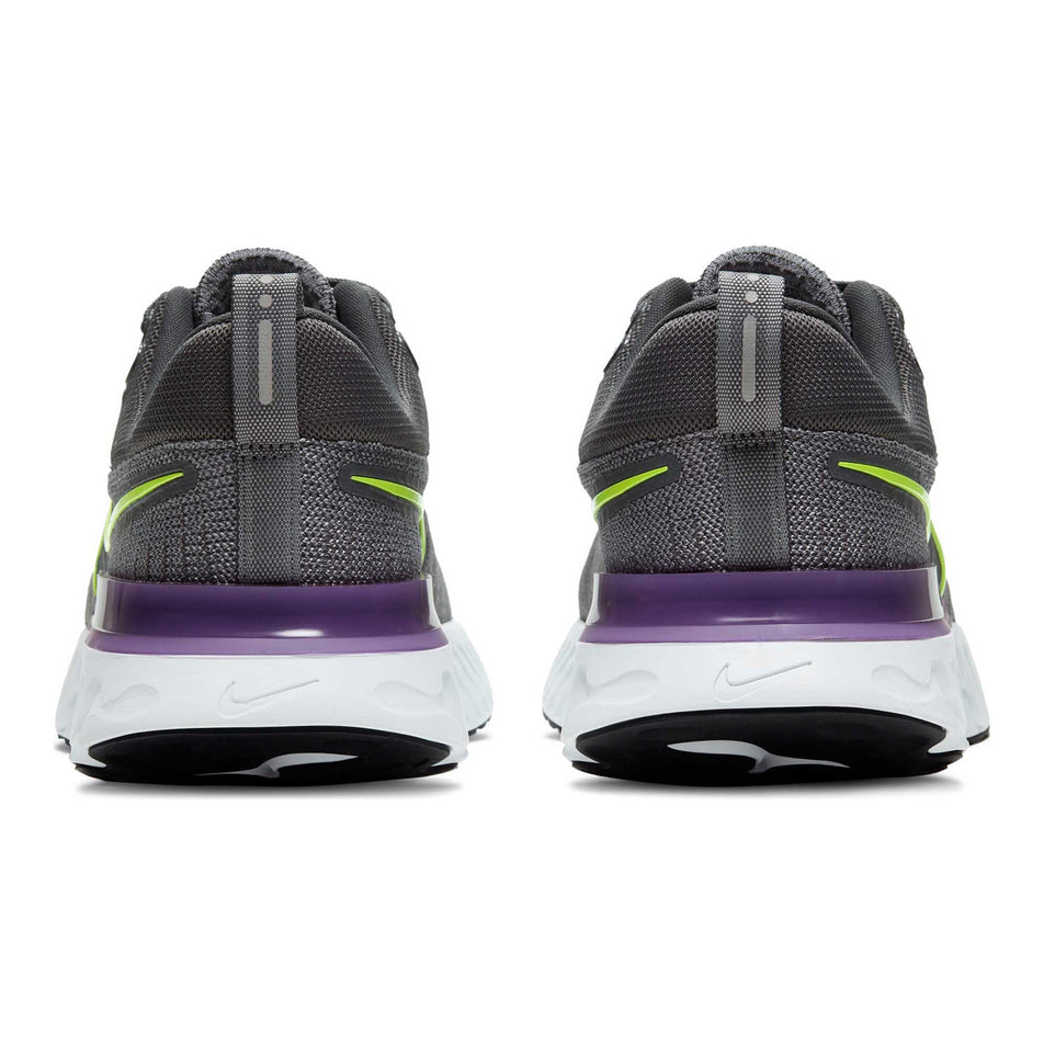 Heel counter and crash pad areas on the right and left shoes from a pair of men's Nike React Infinity Run Flyknit 2 (6899658719394)