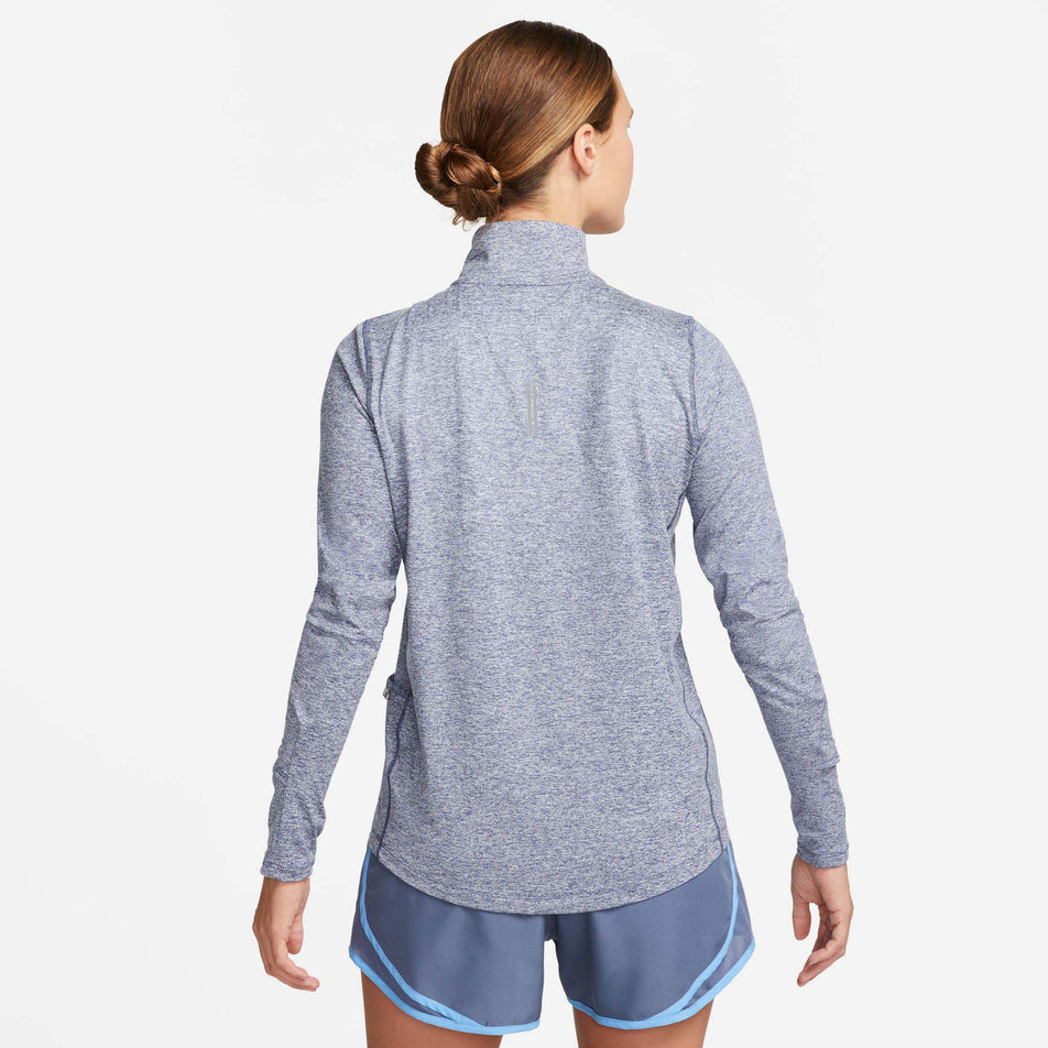 Back view of Nike Women's DF Element Top Running HZ in blue. (7729577296034)